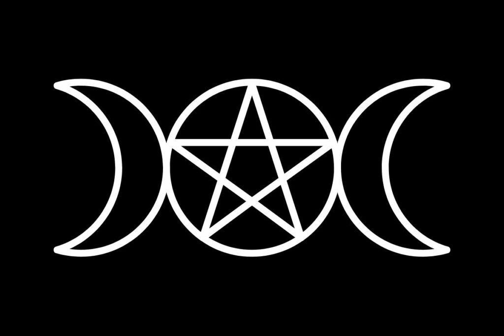 Pentagram with Two Crescent Moons (Triple Goddess Moon) Meaning: A ...